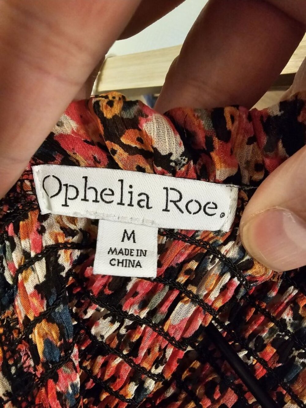 Ophelia Roe Women's Medium Blouse Multicolor Floral Smocked Chiffon Cottagecore - Picture 4 of 8